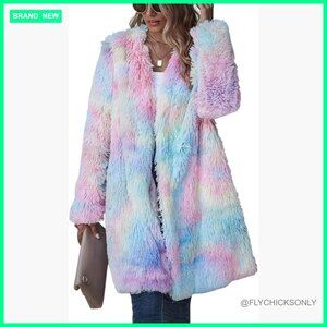 Faux Fur Teddy Bear Long Cardigan Coat Oversized Boyfriend Style